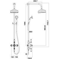 Scudo Thermostatic Exposed Valve W Fixed Head And Handset - Chrome, Silver