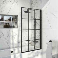 Scudo S6 Black Grid Bath Screen 1400 x 800mm, Black
