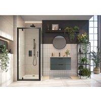 Scudo 6Mm Black Glass 900Mm Pivot Door 1850Mm , Black
