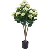 East 120Cm White Hydrangea In Pot Outdoor Faux Plant