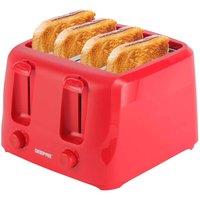 Geepas Family-size Red 4-slice Toaster With 6-step Browning Control