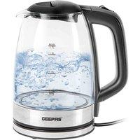 Geepas 1.7L Black Rapid Boil Glass Electric Kettle with LED
