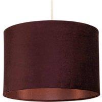 Lighting Collection Plum 30Cm Velvet Drum Shade Silk Liner, Purple
