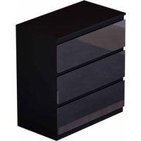 Vida Designs Glinton 3 Drawer Chest - Black, Black