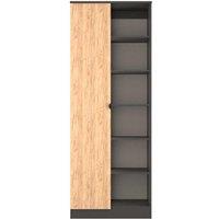 Welcome Furniture Ready Assembled Bora 1 Door Open Shelf Double Wardrobe, Grey