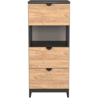 Welcome Furniture Ready Assembled Bora 3 Drawer Open Shelf Bedside Cabinet, Grey