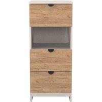 Welcome Furniture Ready Assembled Bora 3 Drawer Open Shelf Bedside Cabinet, Cream