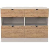 Welcome Furniture Ready Assembled Bora 4 Drawer Open Shelf Wide Chest, Cream