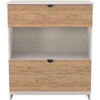 Welcome Furniture Ready Assembled Bora 2 Drawer Open Shelf Deep Chest, Cream