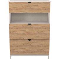 Welcome Furniture Ready Assembled Bora 3 Drawer Open Shelf Deep Chest, Cream