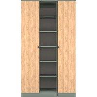 Welcome Furniture Ready Assembled Bora 2 Door Open Shelf Triple Wardrobe, Green