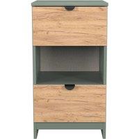 Welcome Furniture Ready Assembled Bora 2 Drawer Open Shelf Bedside Cabinet, Green