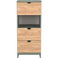 Welcome Furniture Ready Assembled Bora 3 Drawer Open Shelf Bedside Cabinet, Green