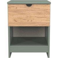 Welcome Furniture Ready Assembled Bora 1 Drawer Open Shelf Bedside Cabinet, Green