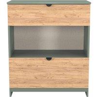 Welcome Furniture Ready Assembled Bora 2 Drawer Open Shelf Deep Chest, Green