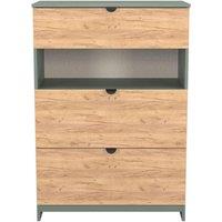 Welcome Furniture Ready Assembled Bora 3 Drawer Open Shelf Deep Chest, Green