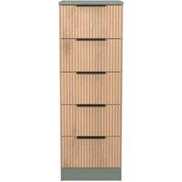 Welcome Furniture Ready Assembled Java 5 Drawer Bedside Cabinet, Green