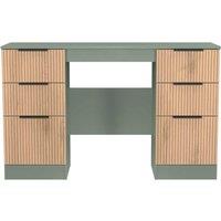 Welcome Furniture Ready Assembled Java 6 Drawer Kneehole Desk, Green