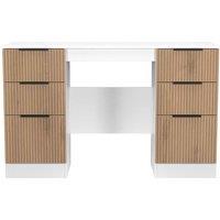Welcome Furniture Ready Assembled Java 6 Drawer Kneehole Desk, White