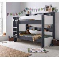 Bedmaster Oliver Grey And White Storage Bunk Bed No Drawer With Pocket Sprung Mattress, Grey