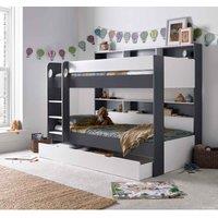 Bedmaster Oliver Grey And White Storage Bunk Bed With Drawer And Orthopaedic Mattress, Grey