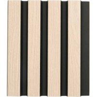 Waterproof Oak & Black Slatted Wall Panel 2400 x 1700mm, Brown