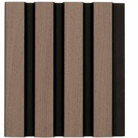 Waterproof Walnut & Black Slatted Wall Panel 2400 x 1700mm, Brown