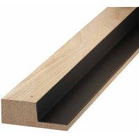 Waterproof Oak & Black Slatted Wall Panel Tongued End Cap 2400mm, Brown