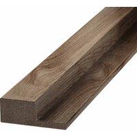 Waterproof Walnut Slatted Wall Panel Tongued End Cap 2400mm, Brown
