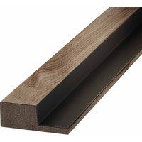 Waterproof Walnut & Black Slatted Wall Panel Tongued End Cap 2400mm, Brown