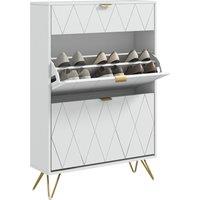 Homcom Slim Shoe Storage Cabinet With Flip Drawers - White