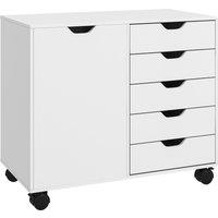 Homcom Modern Mobile 5-drawer Cabinet W Door - White, White