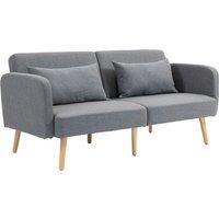 Homcom Convertible Sofa Bed Settee W Cushions - Grey, Grey