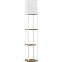 Homcom Modern Floor Lamp W Shelves And Fabric Lampshade, White