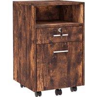 Vinsetto Mobile File Cabinet Lockable Storage - Brown, Brown