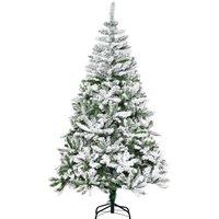 Homcom 6Ft Snow Flocked Artificial Christmas Tree, Green