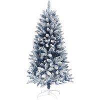 Homcom 5 Foot Artificial Blue Snow Flocked Christmas Tree, Blue