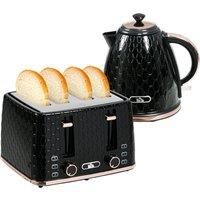Homcom 1.7L Kettle And Toaster Set - Black, Black