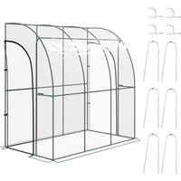 Outsunny Walk-in Lean To Plastic Greenhouse W Doors, Clear