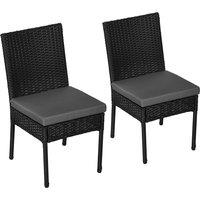 Outsunny 2 Pcs Rattan Garden Chairs W Cushion - Black, Black