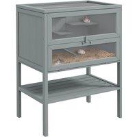 Pawhut Wooden Hamster Cage W Storage Shelf - Grey, Grey