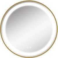 Kleankin Wall Mounted LED Bathroom Mirror W 3 Light Colours, Gold