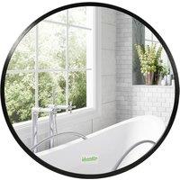 Kleankin Round Bathroom Mirror W Aluminium Frame 40X40 Cm, Black