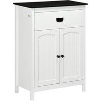 Kleankin Bathroom Storage Unit With Drawer Double Door, White