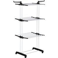 Homcom Foldable Clothes Drying Rack Steel - Black, Black