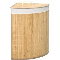 Homcom 55L Bamboo Corner Laundry Hamper 38X38X57Cm Natural