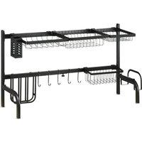 Homcom Over The Sink Dish Drying Rack - Black, Black
