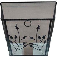 Inglenook_Fireside Spark Guard With Ring Handle Black With Leaf 24X21Cm, Black