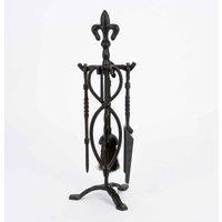 Inglenook_Fireside Fleur De Lys All Black Metal Companion Set 53X19Cm, Black