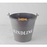 Inglenook_Fireside Grey Kindling Wood Bucket No Lid 29X20X26.5 30Cm, Black